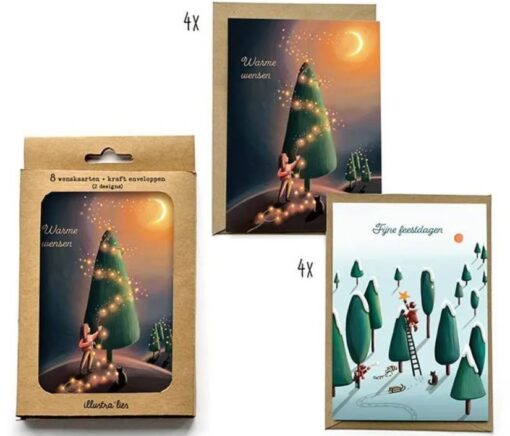 kerstkaart - box - kerstboom - kerstbos